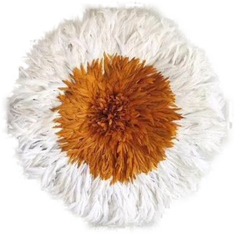 African Juju Hat | Orange + Cream