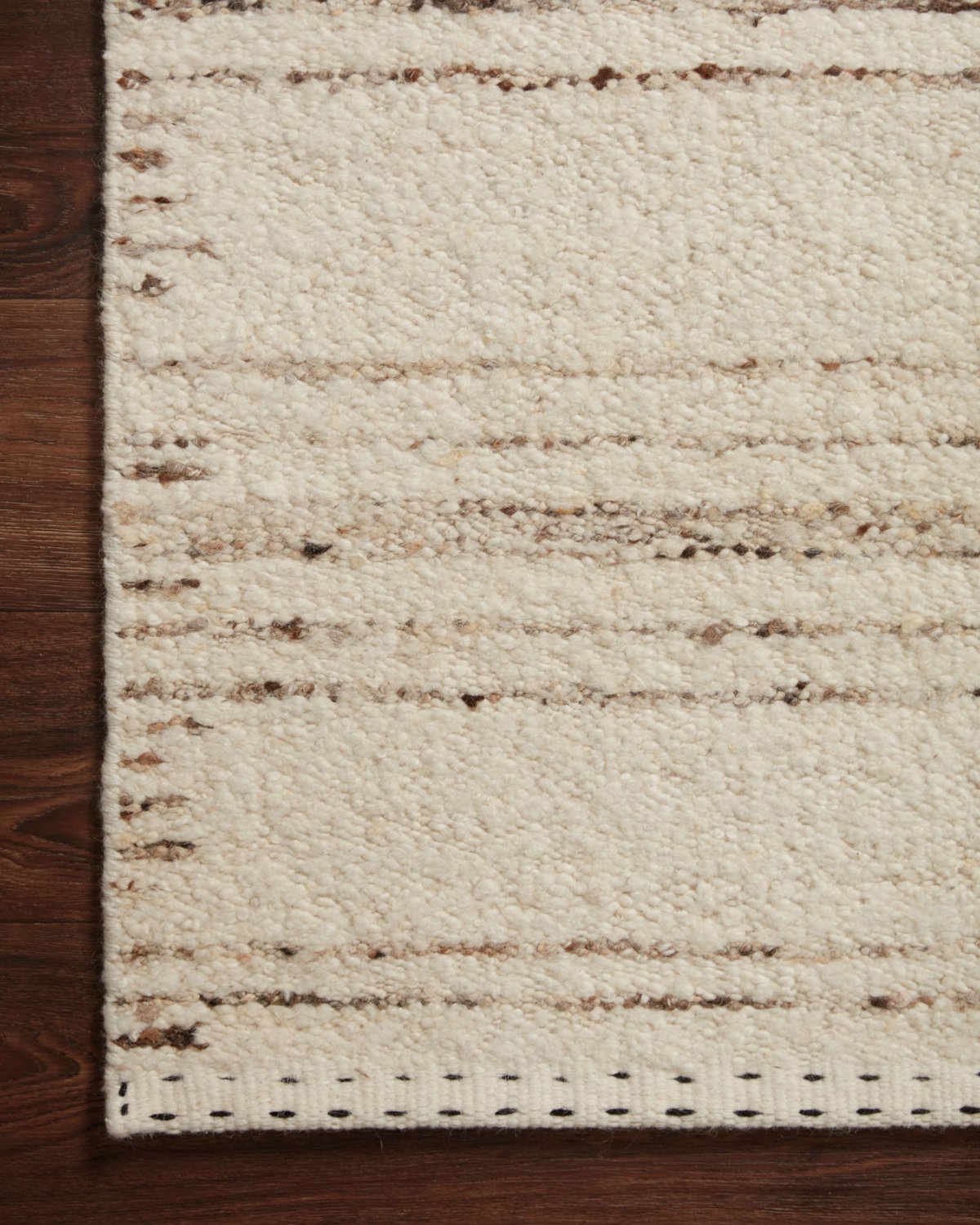 Athena brown and cream rug, corner close-up
