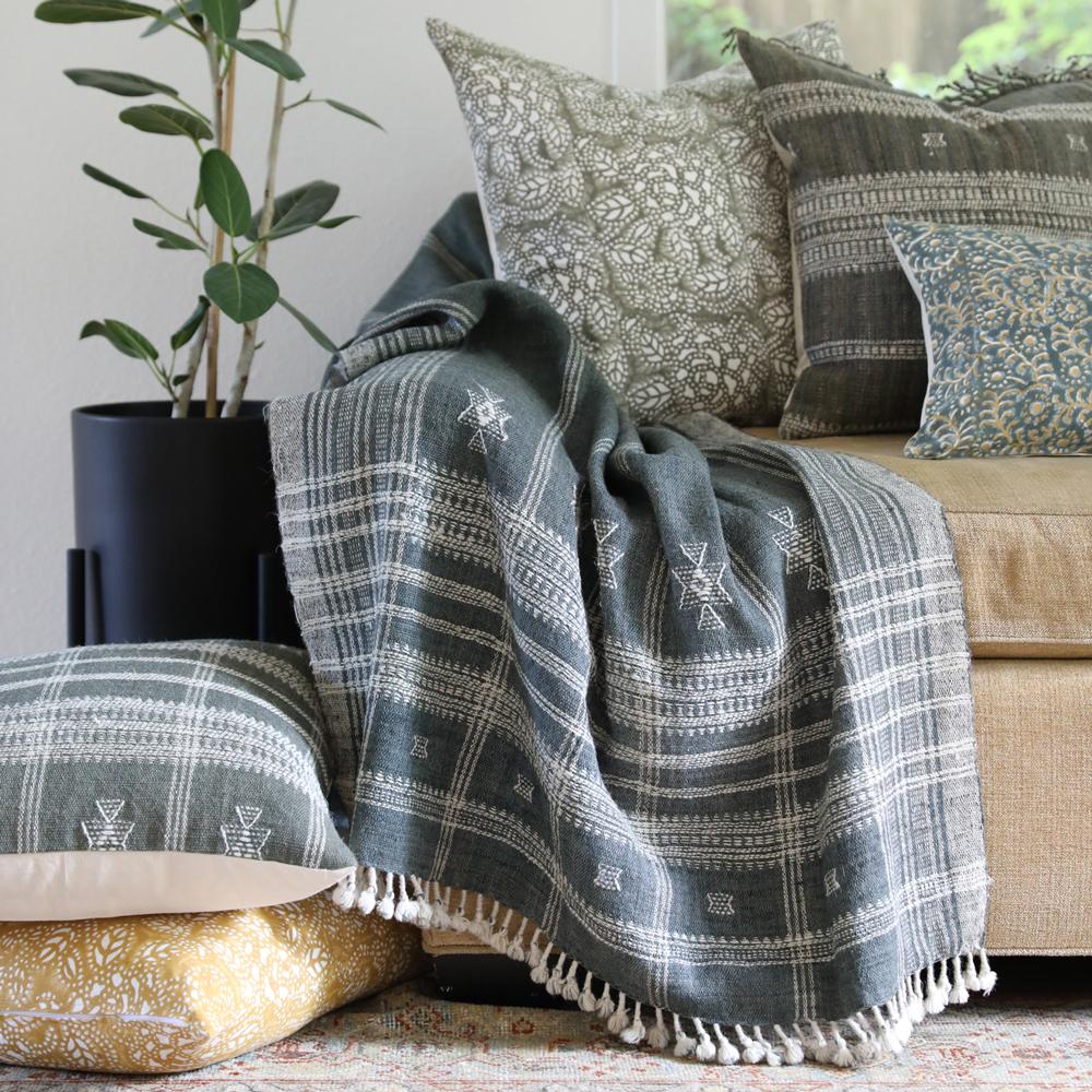 Indian Wool Pillow Cover | Slate