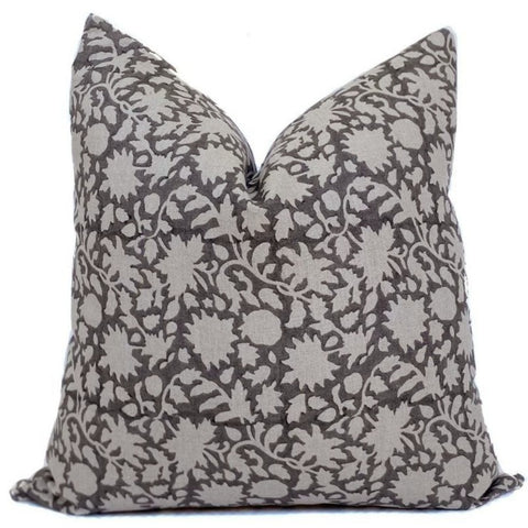 Savannah Grey Floral Pillow Cover by One Affirmation