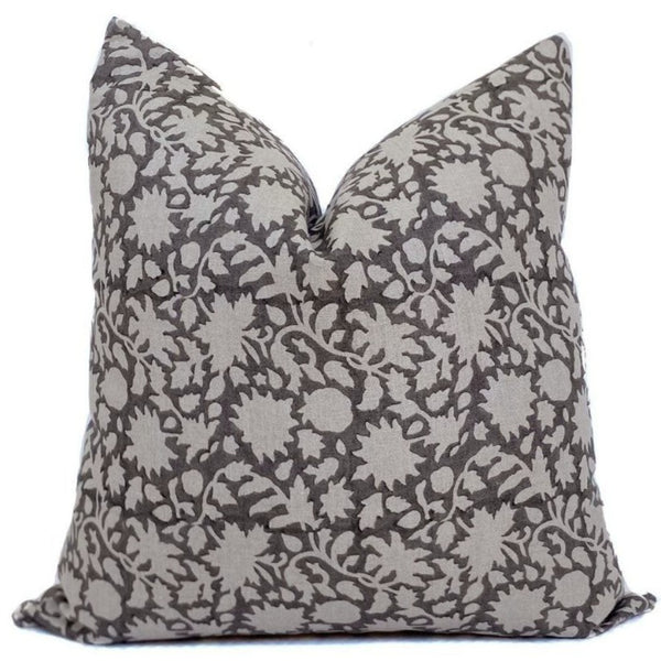 Savannah Grey Floral Pillow Cover ONE AFFIRMATION