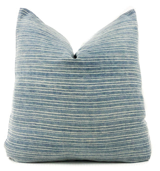 Vintage Blue and Cream Stripe Pillow Cover | Indigo Linen