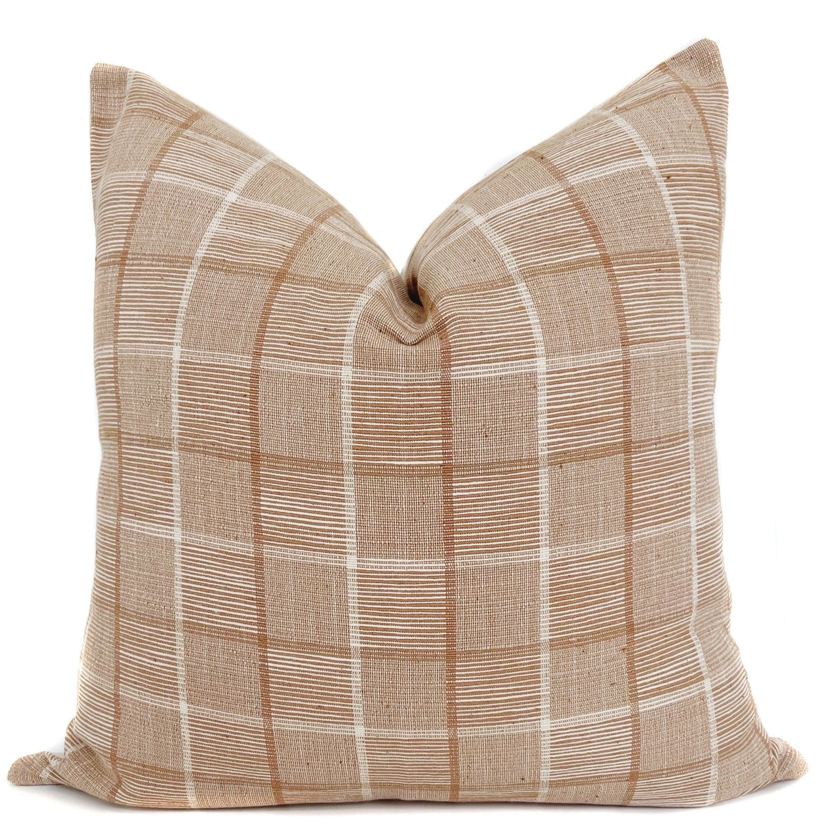 Rust and Cream Windowpane Pillow Cover by One Affirmation