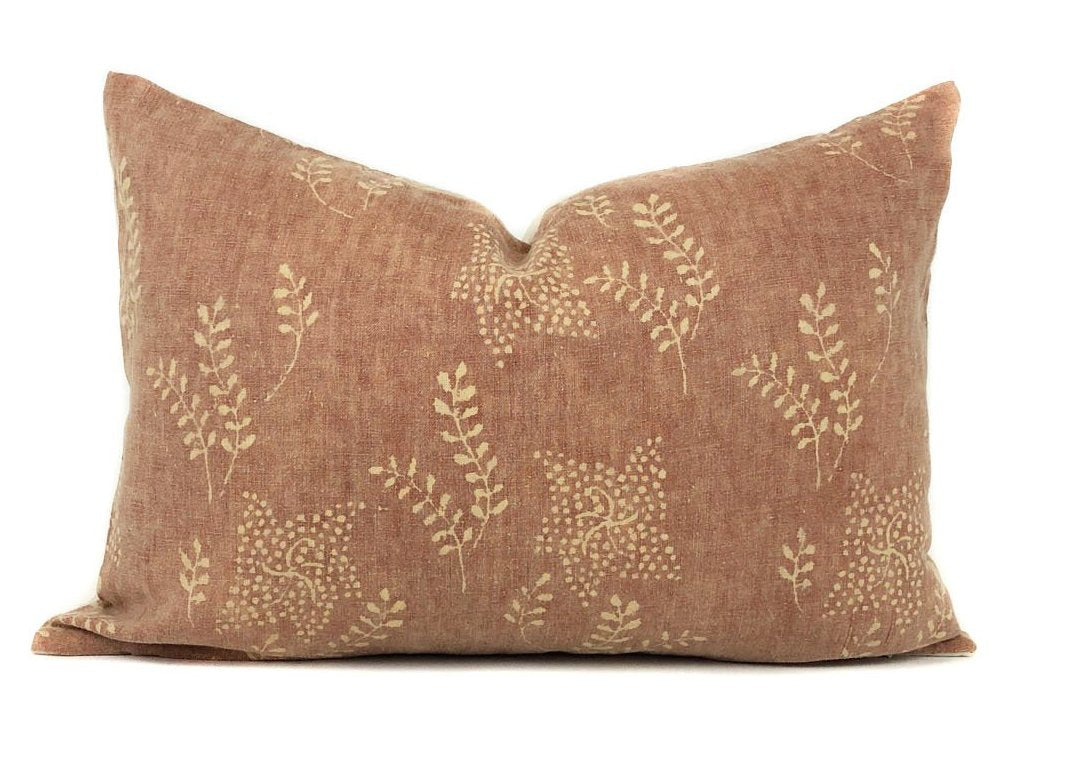 Rust Embroidered Extra Long Lumbar Pillow