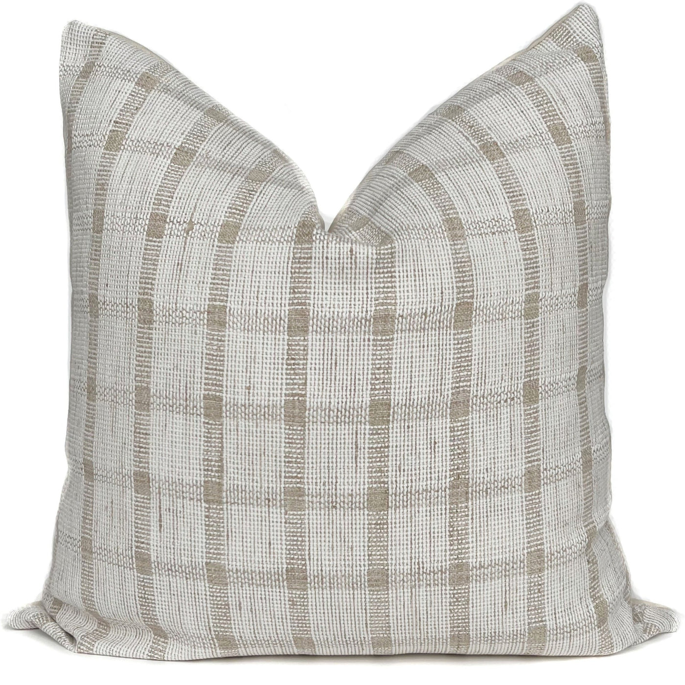 White And Beige Plaid Pillow Er