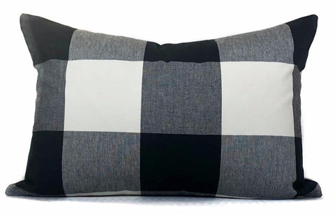 Buffalo Check Pillow Cover | Black Grey and White