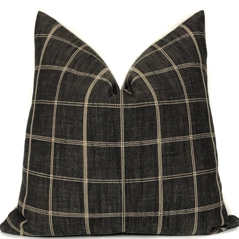 Peppercorn Windowpane Pillow Cover 