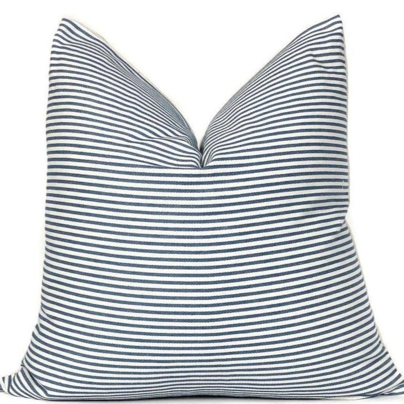 Blue and White Ticking Stripe Pillow Cover | No4102