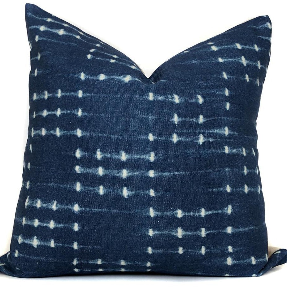 African Indigo Shibori Style Pillow Cover | Blue Shibori Pillow