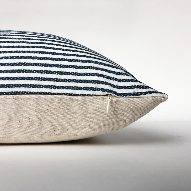 Blue and White Ticking Stripe Pillow Cover