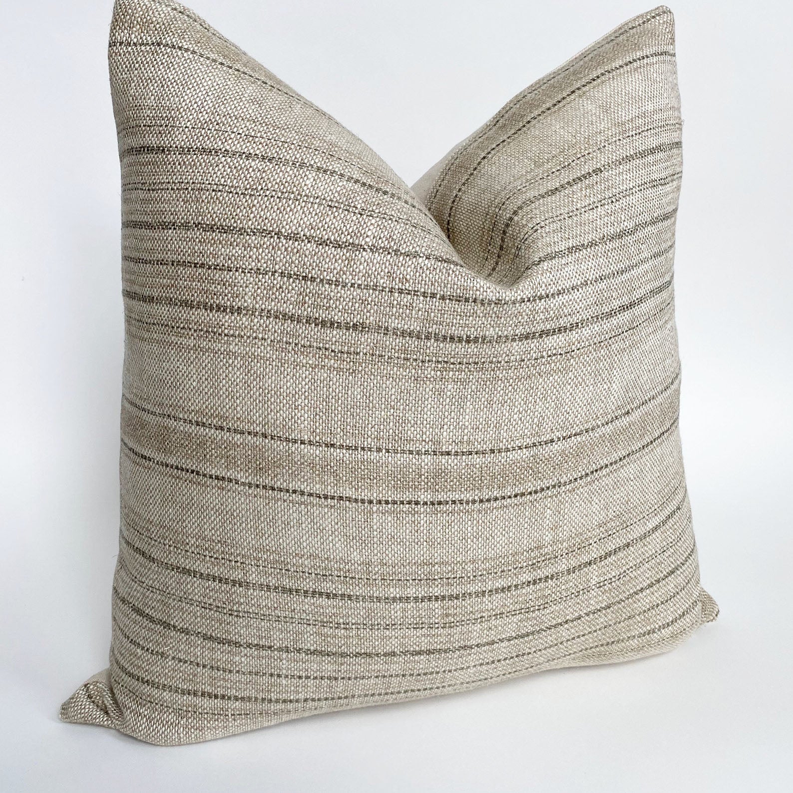 Dash Designer Pillow Cover | Sand Belgian Linen Lumbar