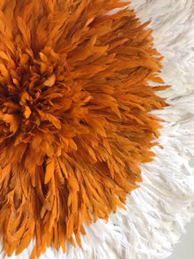 African Juju Hat | Orange + Cream