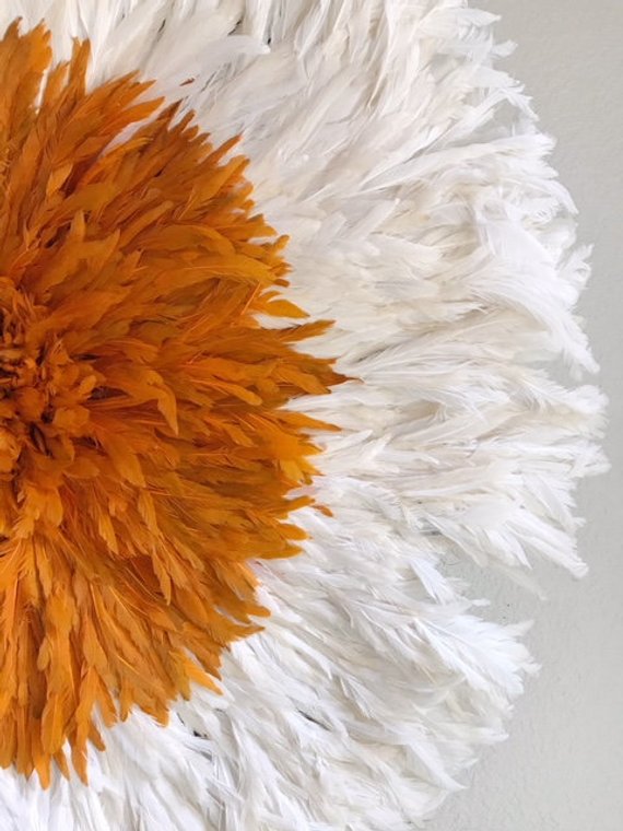 African Juju Hat | Orange + Cream