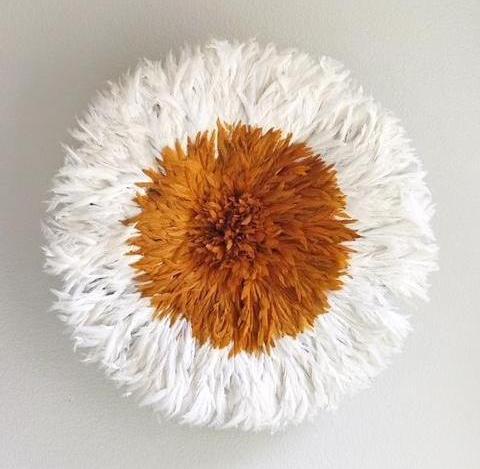 African Juju Hat | Orange + Cream