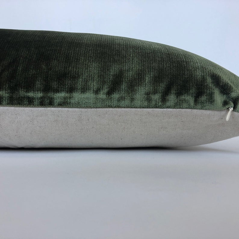 Olive green 2025 velvet lumbar pillow