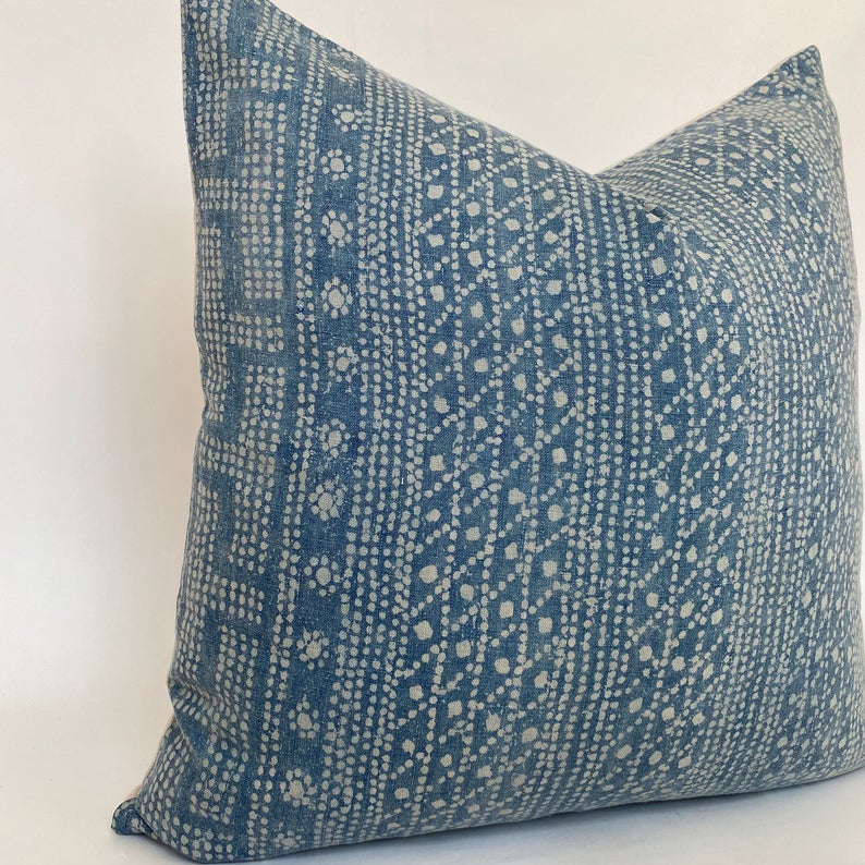 Blue Batik Designer Pillow Cover