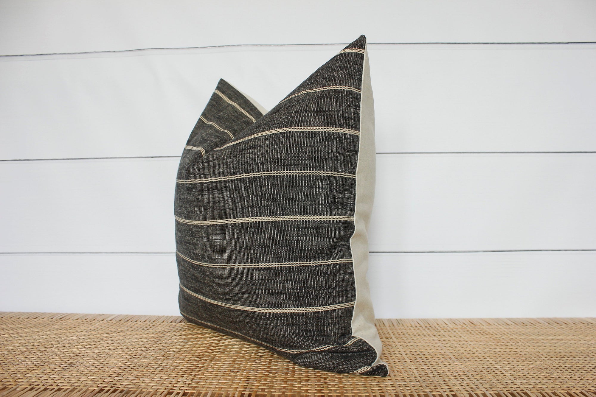 Dark Grey Stripe Pillow Cover