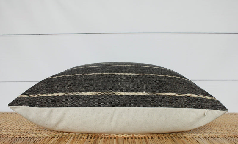 Dark Grey Stripe Pillow Cover