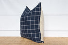 Navy Blue and White Windowpane Pillow Cover