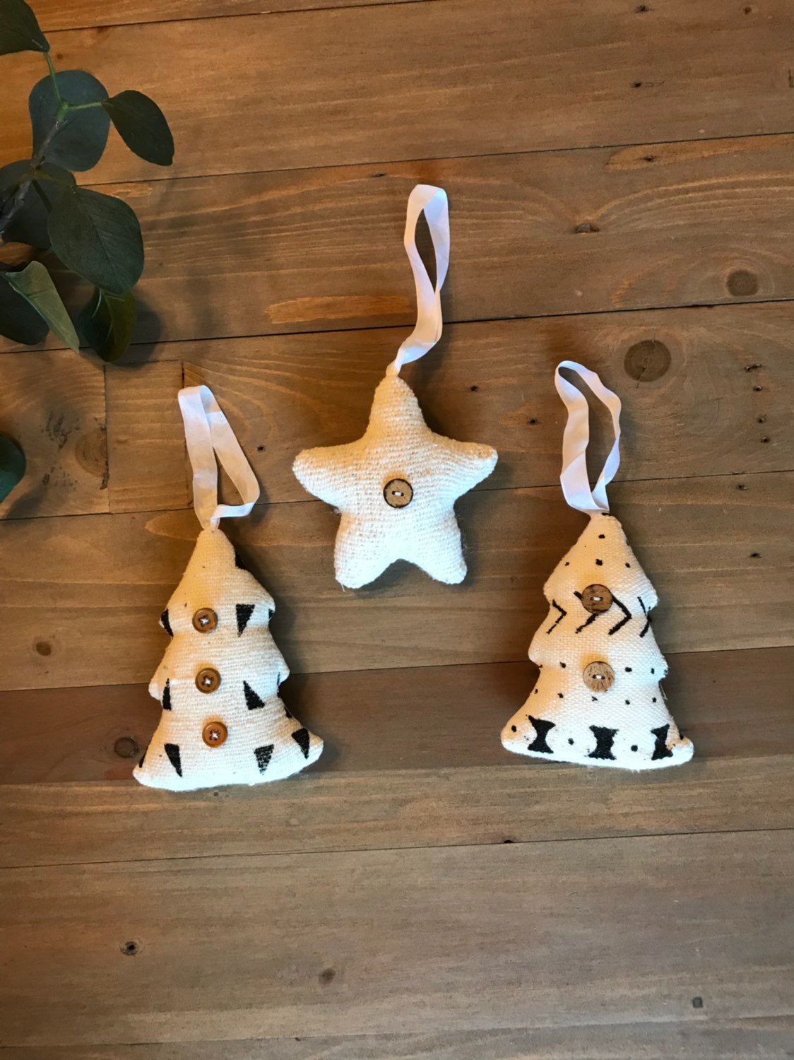 Mudcloth Christmas Tree Ornaments | Set of 3