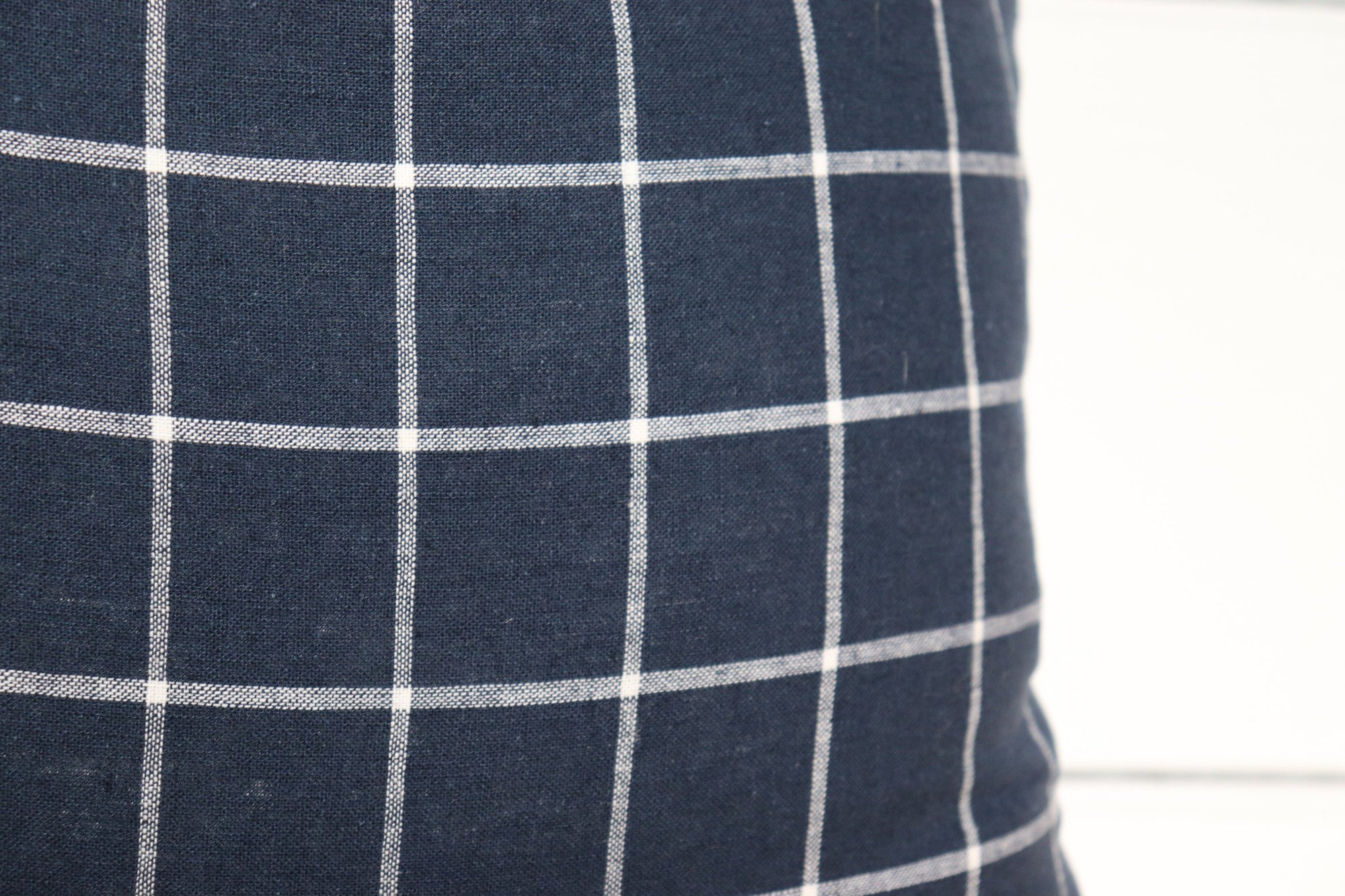 Navy Blue and White Windowpane Pillow Cover