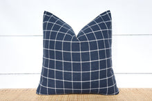 Navy Blue and White Windowpane Pillow Cover