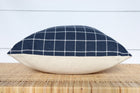 Navy Blue and White Windowpane Pillow Cover