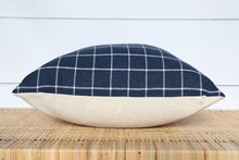 Navy Blue and White Windowpane Pillow Cover