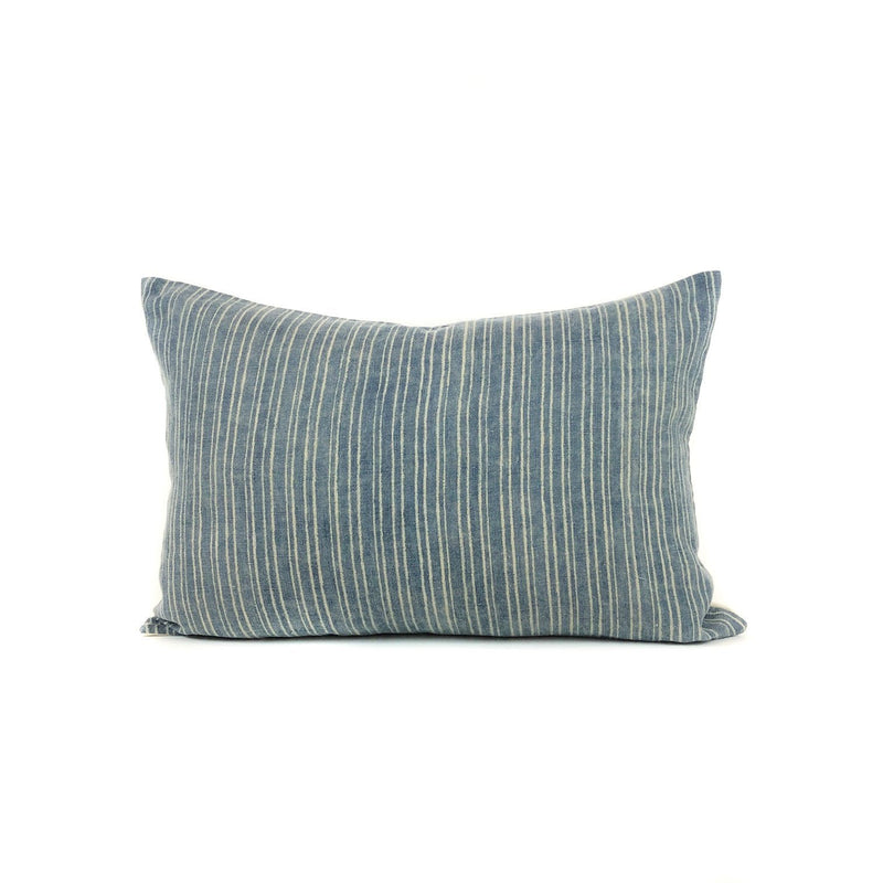 Vintage Blue and Cream Stripe Pillow Cover