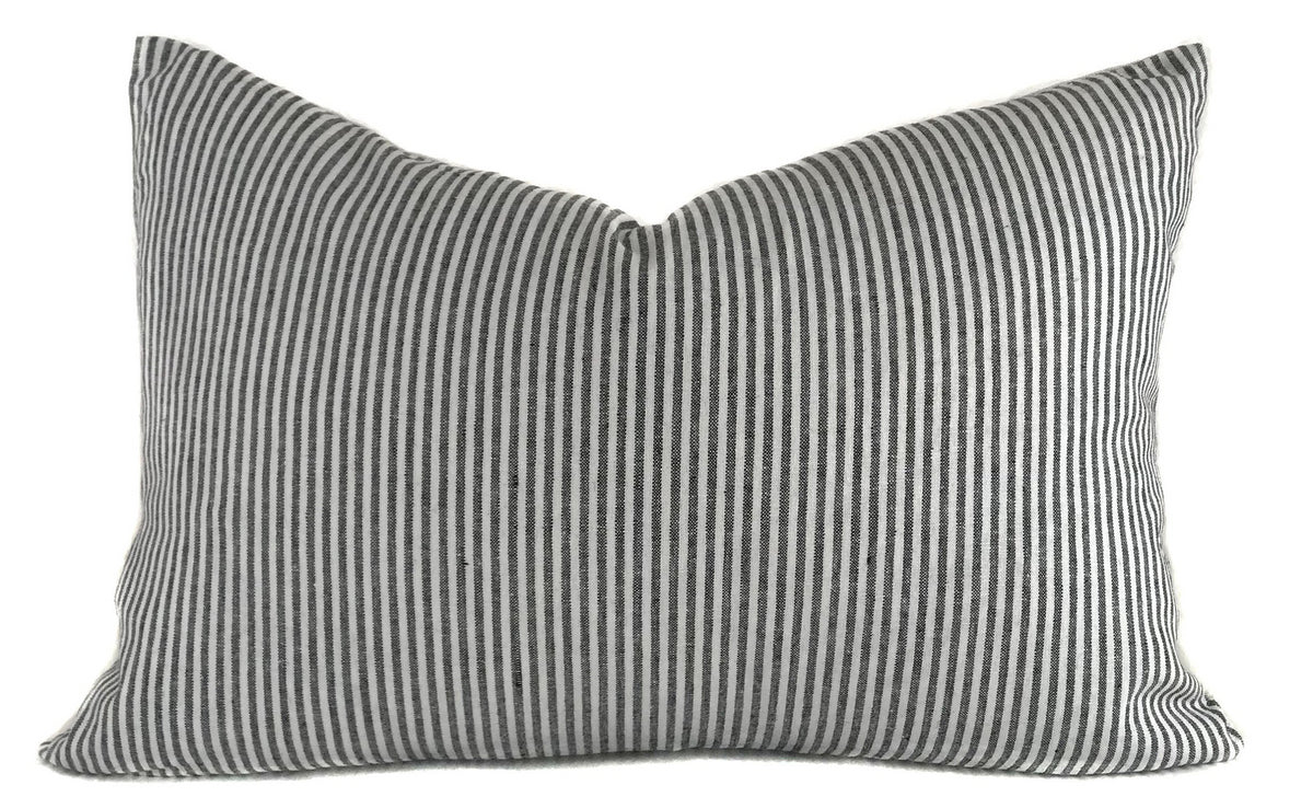 Black and White Striped Farmhouse Pillow Cover