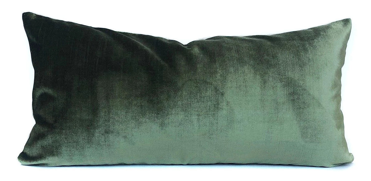 Olive Green Velvet Pillow | Velvet Lumbar