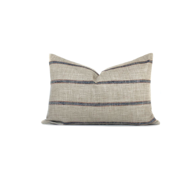 Farmhouse Stripe Pillow Cover | Blue and Rust