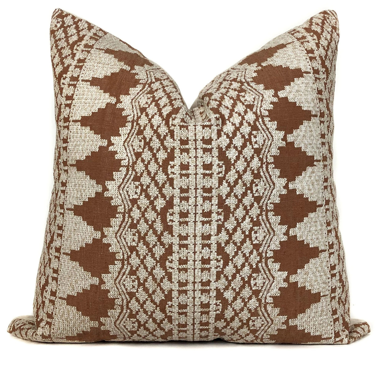 Embroidered Rust Designer Pillow Cover