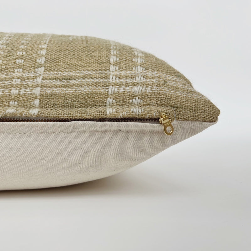 Indian Wool Pillow Cover in Beige corner view