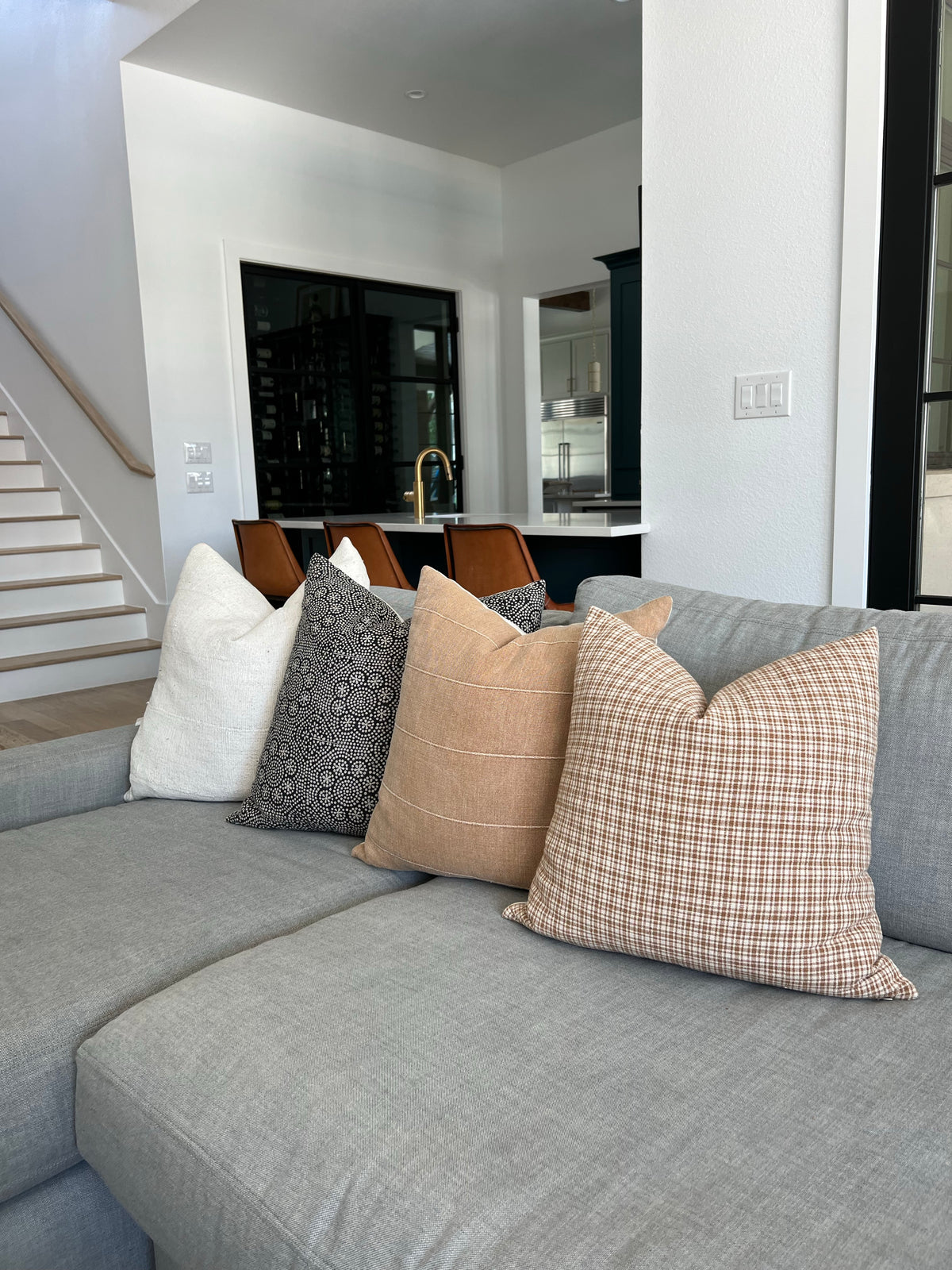 Assorted pillows on couch