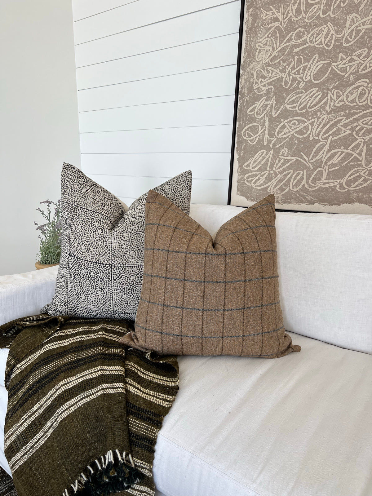 Tweed Windowpane Pillow Cover