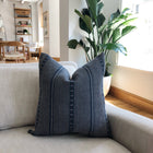 couch view of the navy florence pillow cover