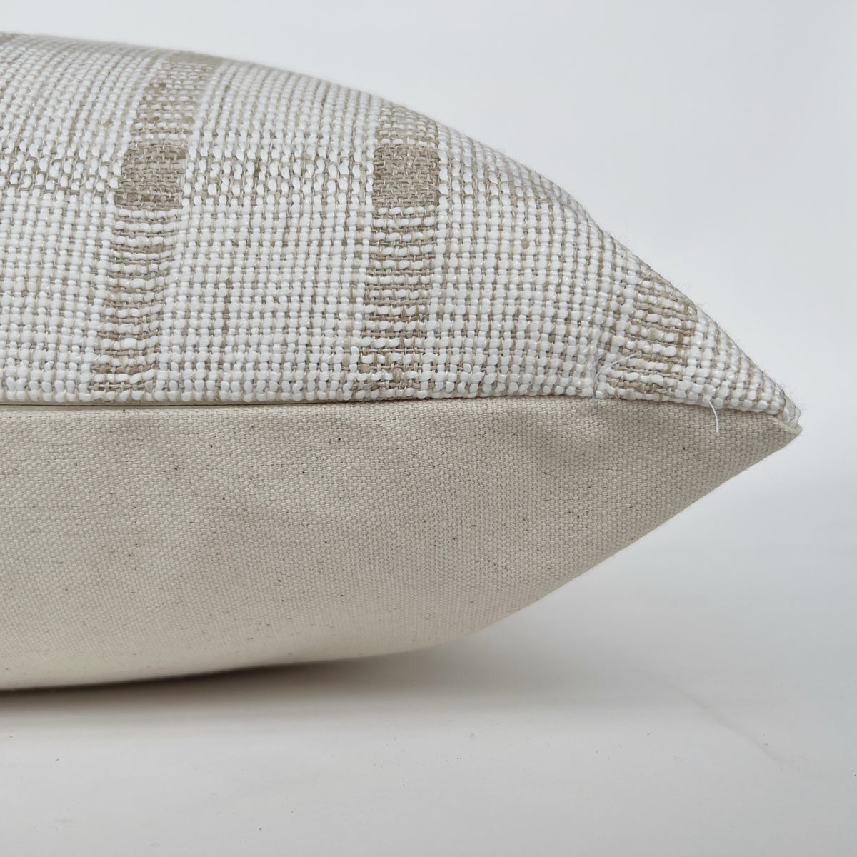 White and Beige Check Pillow Cover side view corner