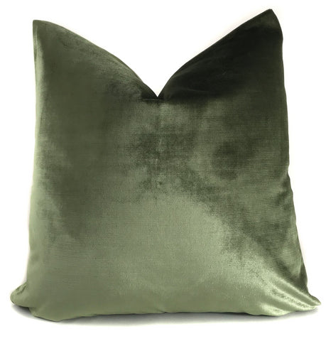 Olive Green Velvet Pillow Cover