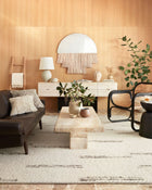 Athena cream and wood rug, pattern detail