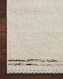 Athena cream and wood rug, corner close-up