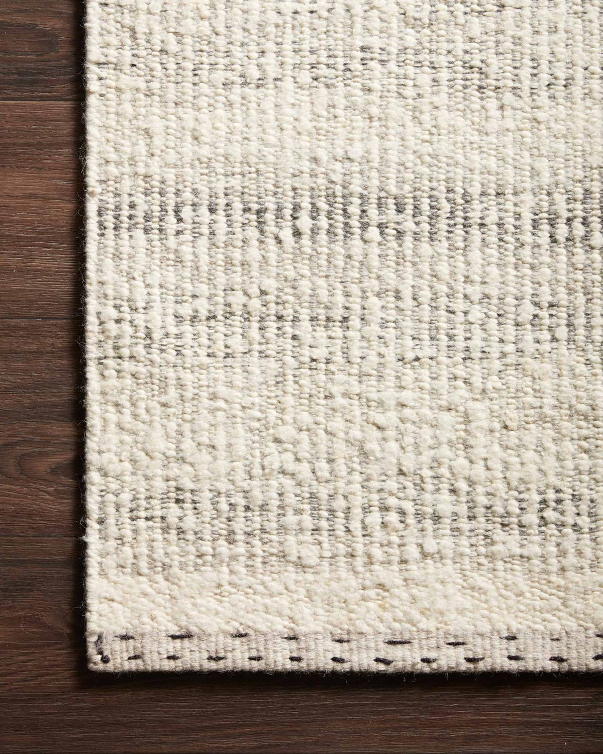 Sophie cream and grey rug, corner close-up