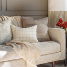 Stefanie Stripe Pillow Cover Resting on a sofa