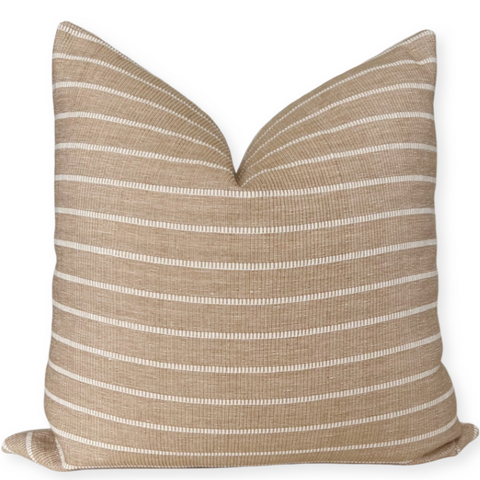 Tan and Cream Textured Stripe Monaco Pillow Cover 