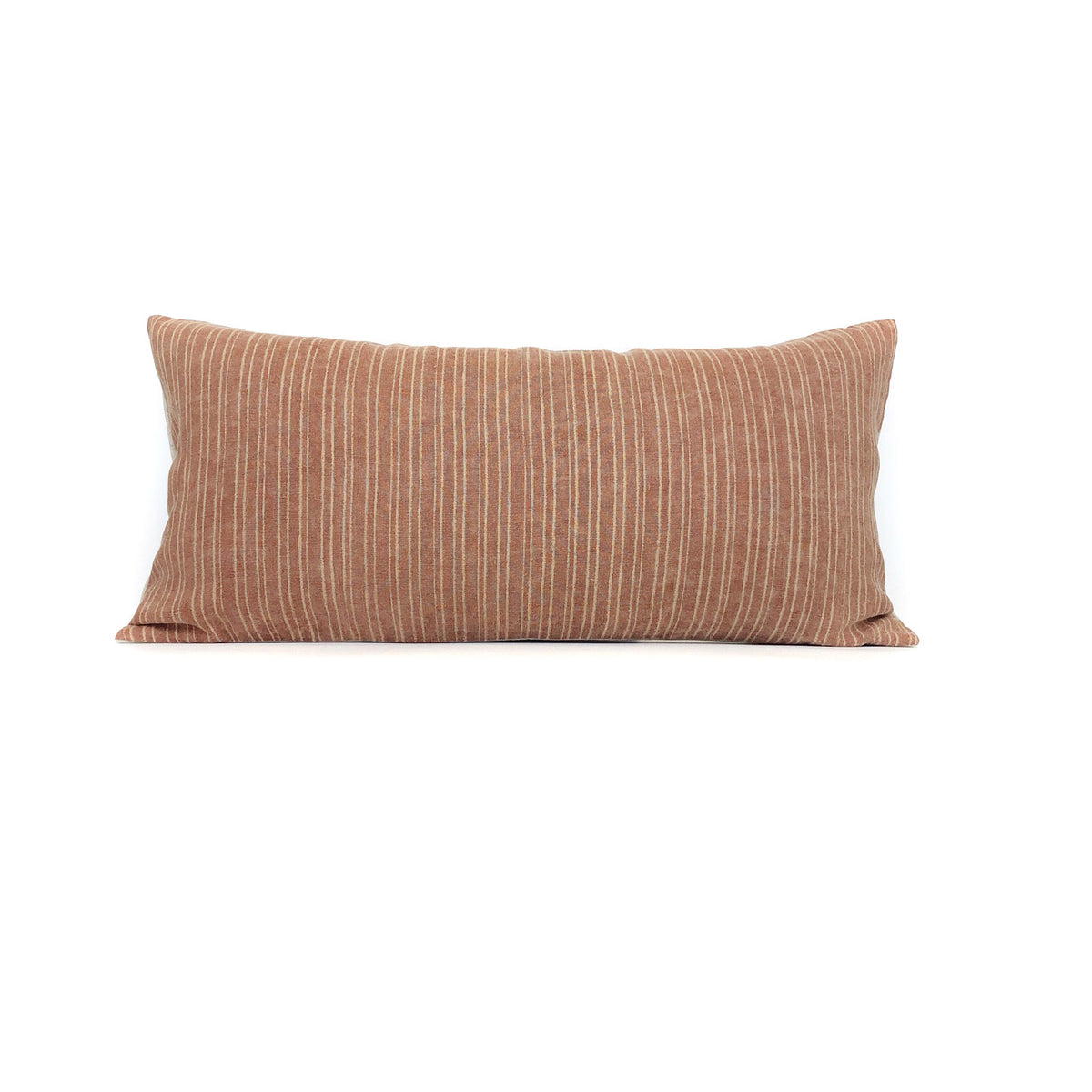 Vintage Rust and Cream Stripe Pillow Cover